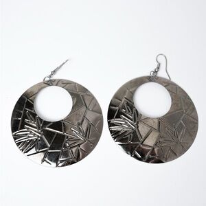 Geometric Hoop Earrings with Textured Finish